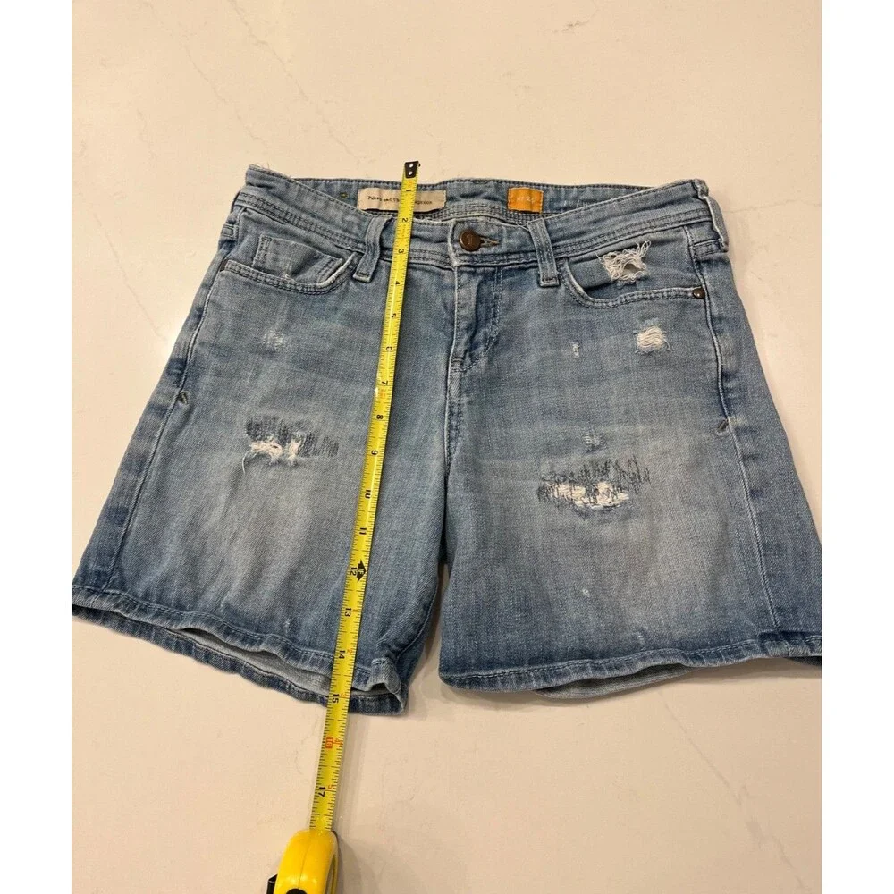 Pilcro | Anthropologie Jean Shorts Size 24 Mid Rise Hyphen Distressed Denim - Picture 8 of 8